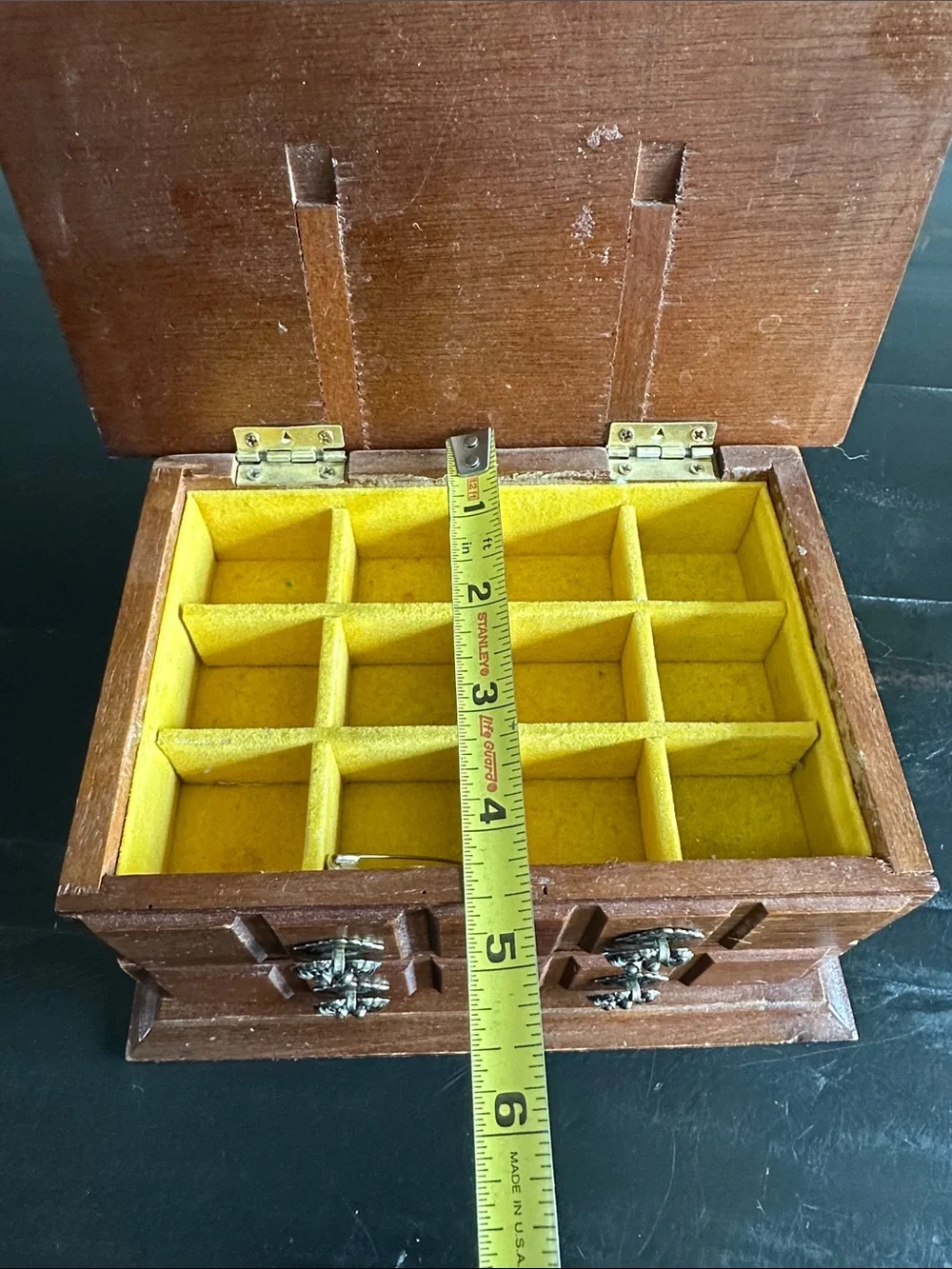 Classic Wooden Jewelry Organizer in Brown with Ornate Metal Pulls